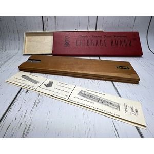 Vintage Drueke No. 28 Natural Finish Hardwood Cribbage Board Original Box